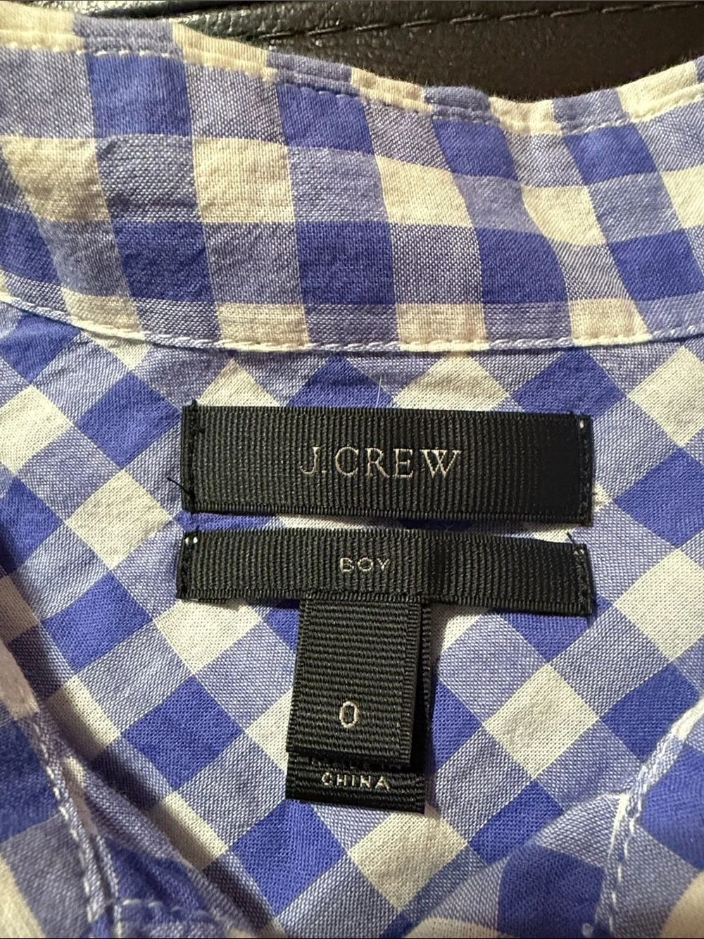 J. Crew Blue and White Gingham Button-Down Shirt